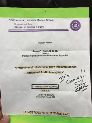 Program Page Announcing Guest Speaker Juan C. Parodi, MD
